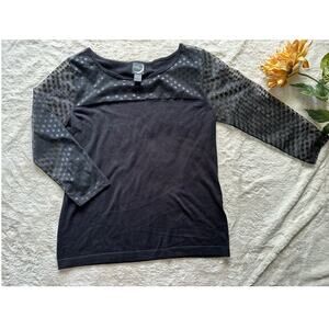 August Moon Sheer Sleeve Sweater Large